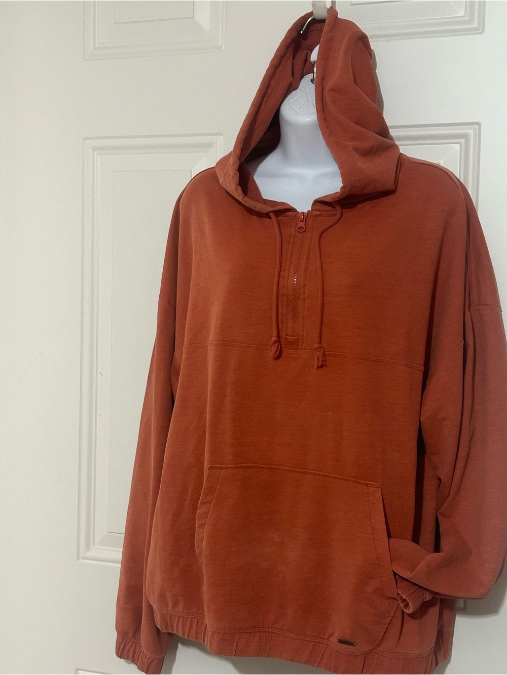 Eddie Bauer Rust Half-Zip Hooded Sweatshirt
